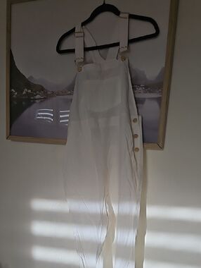 Stoney Clover Lane White Top with Pink Brand Tag Overall